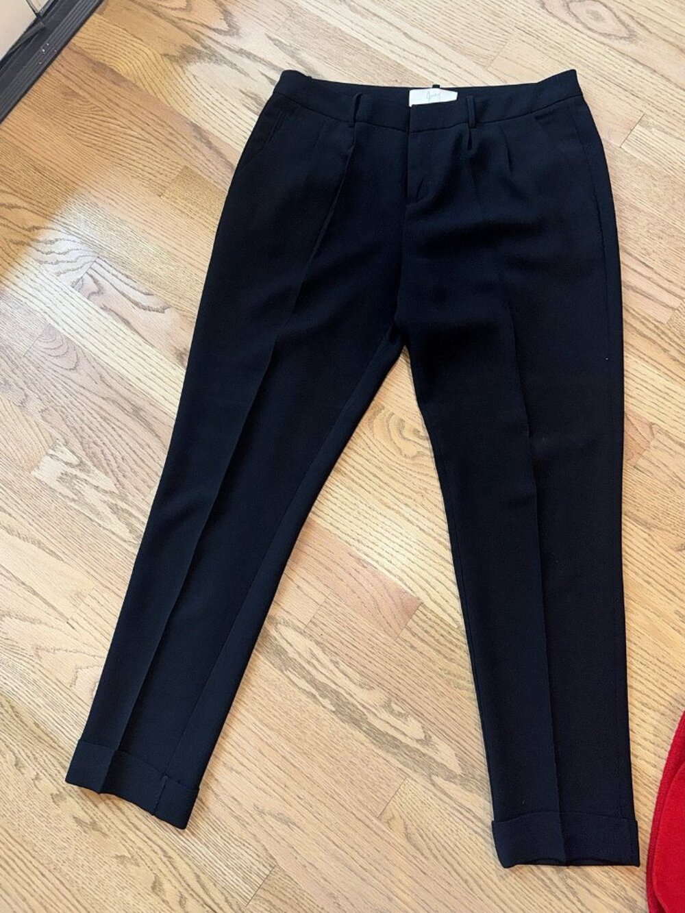 Joie Black Pleated Cuffed Ankle Trousers Size 8